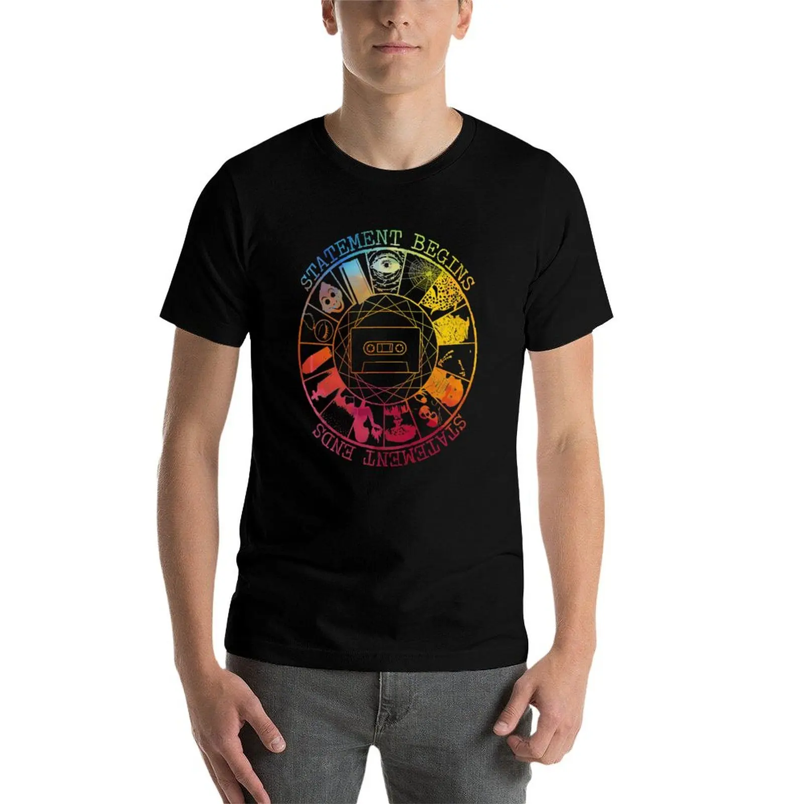 

STATEMENT BEGINS OR STATEMENT ENDS RAINBOW T-Shirt men t shirt cotton 100% man t shirt graphic T-Shirt