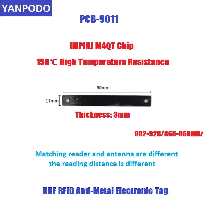 Yanpodo-etiqueta antimetálica UHF RFID de largo alcance, 902-928MHz, 1-25m, resistente a la temperatura, para almacén