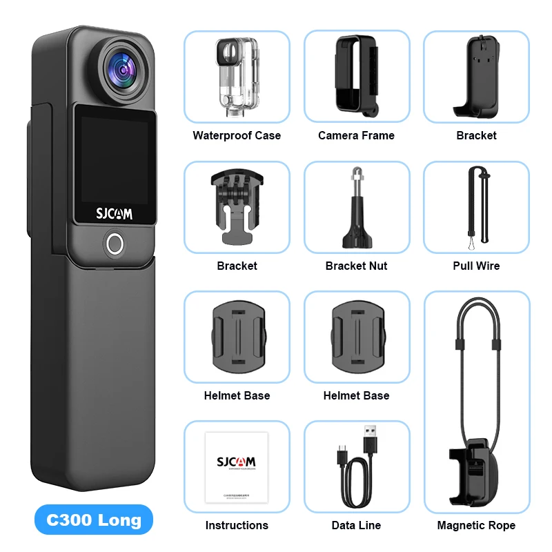 SJCAM C300 Taschen-Action-Kamera 4K FHD mit langer Akkulaufzeit Video 30M wasserdichte 5G WiFi-Kamera Sport-Action-Kamera 5