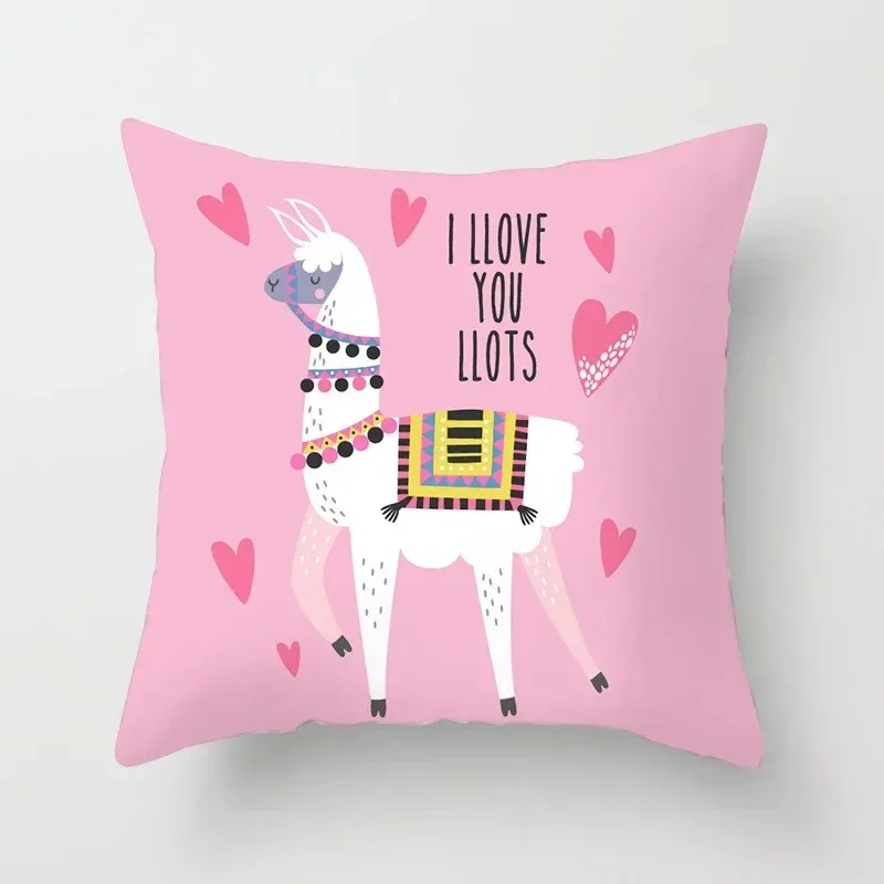 Cute cartoon alpaca decorative cushion pillow case sofa cushion cover pillow home decoration pillow case