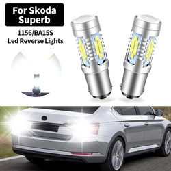 2pcs LED Reverse Light Blub P21W BA15S Canbus Lamp For Skoda Superb MK1 MK2 MK3 2001 2002 2003 2004 2005 2006-2020 White 6000K