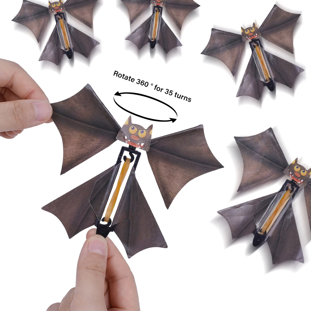 Black Magic Flying Butterflies Bat Wind Up Toys Bookmark Greeting Cards Rubber Band Powered  Kids Outdoor Game Props Butterfly