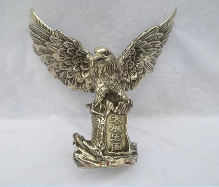 

24CM Antique antiques Collectible Decorated Old Handwork Tibet Silver Carved Bird Statue/Big Eagle sculpture With Mark