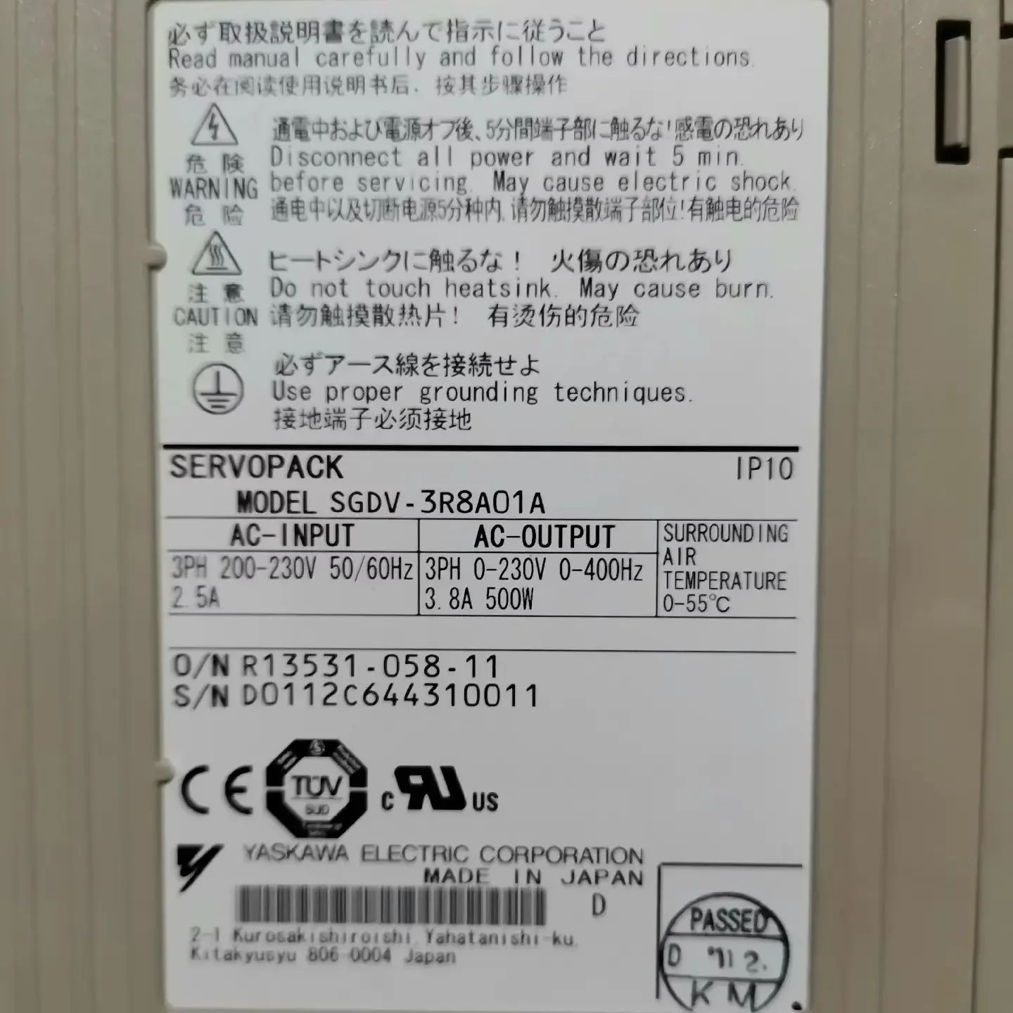 

SGDV-3R8A01A Brand New Servo Drive Original Genuine，Fast Shipping，SGDV 3R8A01A