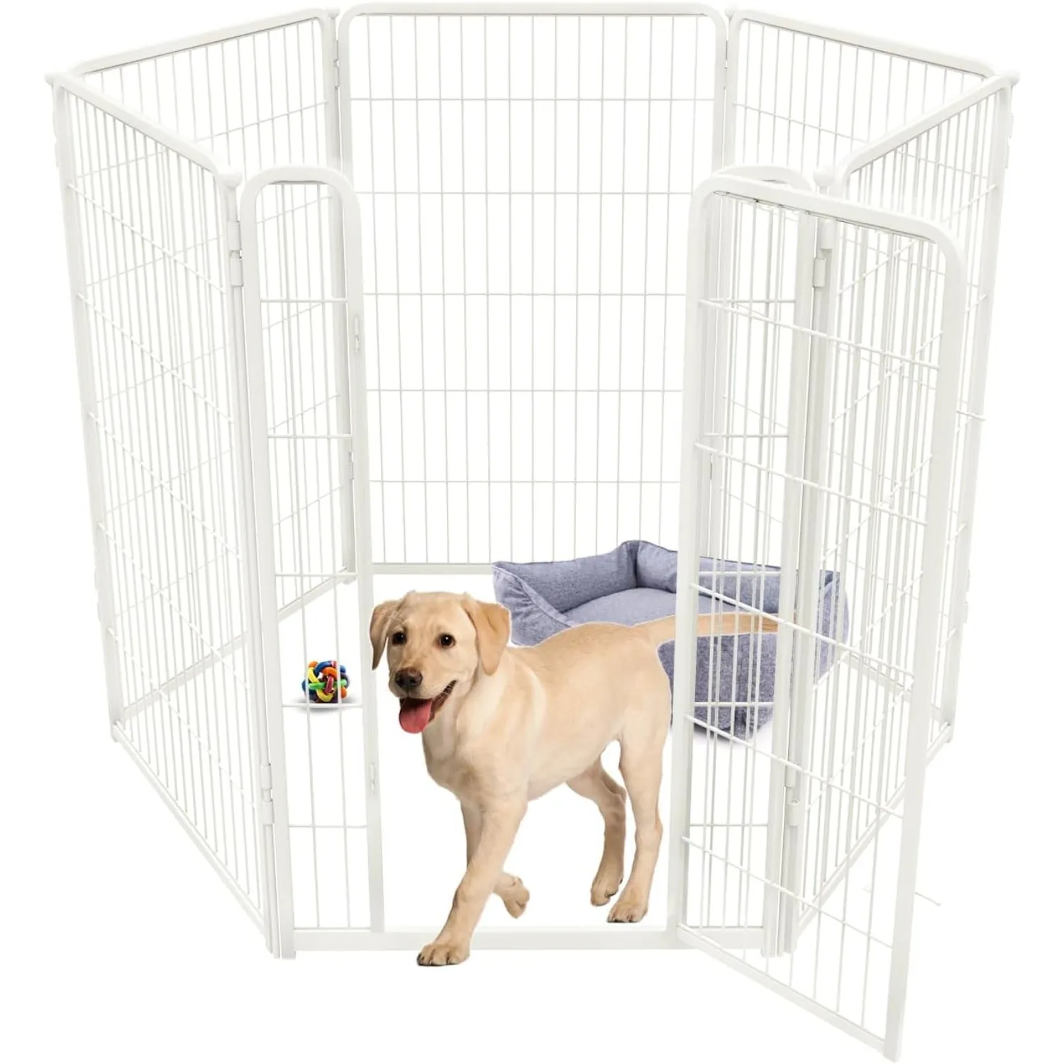 Indoor Dog Playpen - Stress-Free and Safe Play, 45 Inch for Puppy and Small Dogs, White│Patented,Ease of Access