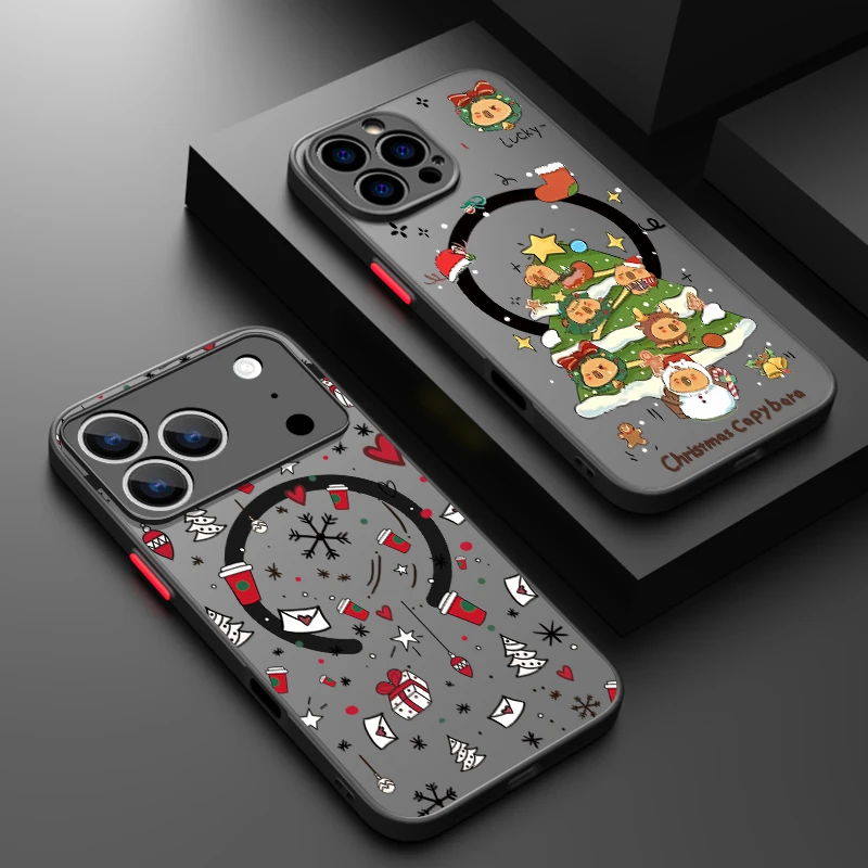 Magnetische Weihnachtsmuster-Telefonhülle für iPhone Air 17 16 15 14 13 Pro Max 12 Pro 16 Plus 16e 11 für Magsafe stoßfeste Abdeckung