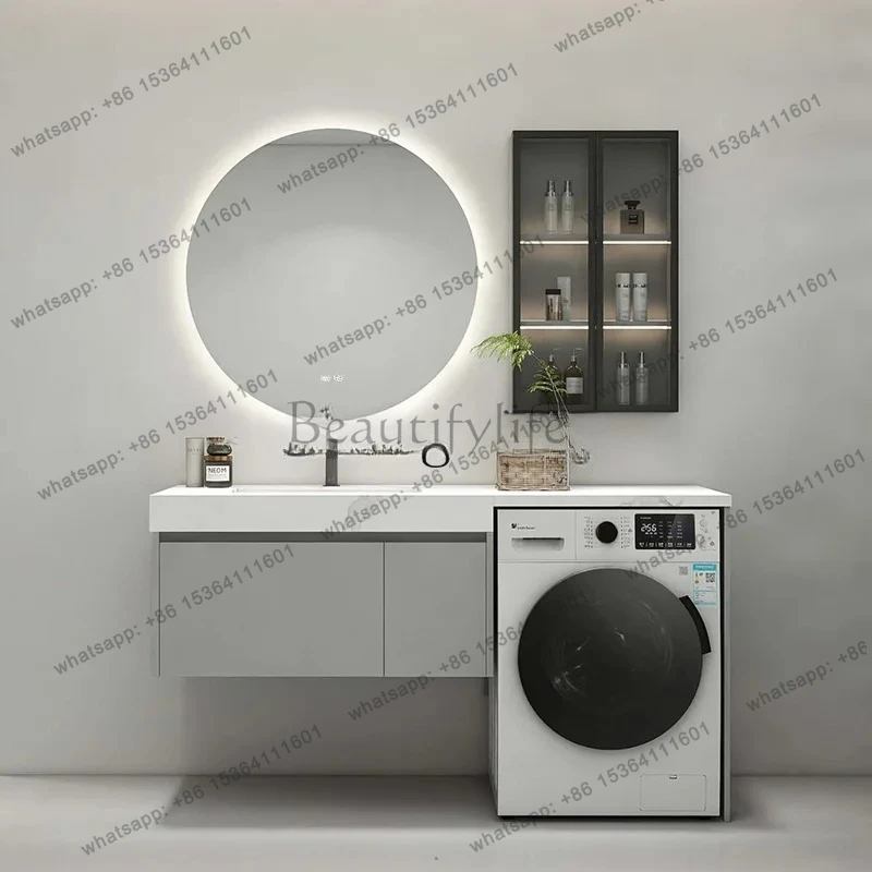 Laundry Cabinet Machine Cabinet Companion Set Bathroom Cabinet Ceramic Integrated Basin Washroom Sink Basin Set