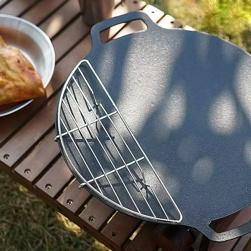 Outdoor Barbecue Net Steam Rack Stainless Steel Camping Barbecue Frying Pan Barbecue Meat Drain Anti Scorching Grill Household