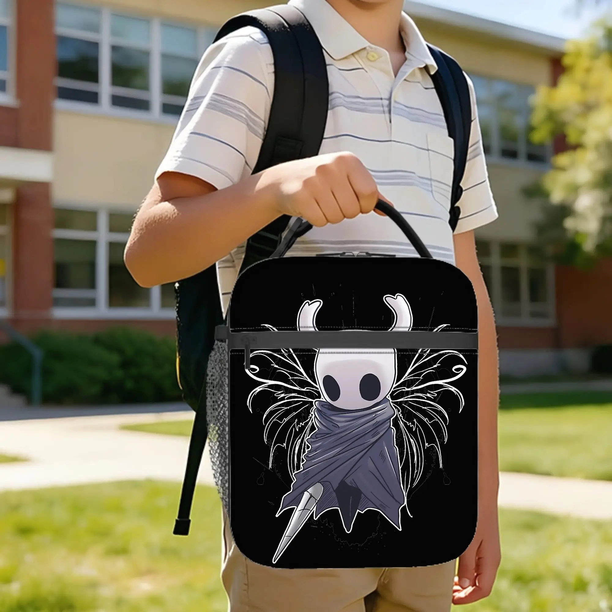 Dark Ghost Cartoon Game Insulated Lunch Bag Portable Hollow Knight  Lunch Container Thermal Bag Tote Lunch Box Food Storage Bags