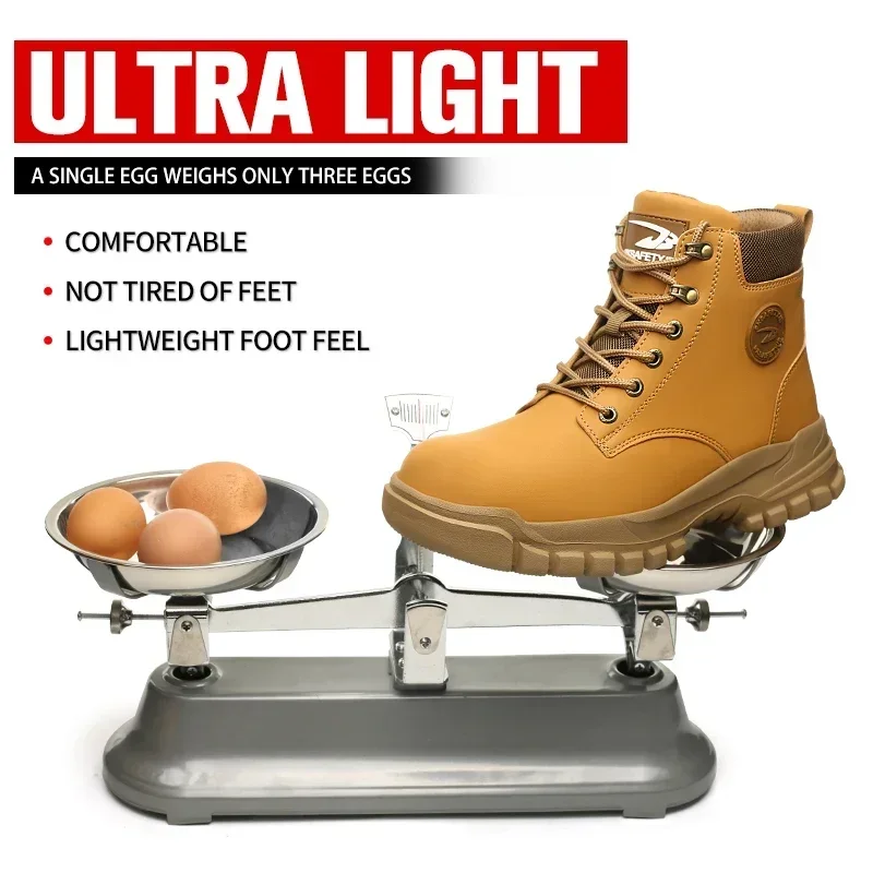 Labor Protection Shoe Men Women Anti Smash Puncture Rubber Lightweight Sole Comfortable Inner Lining Anti Splash Safety Boot