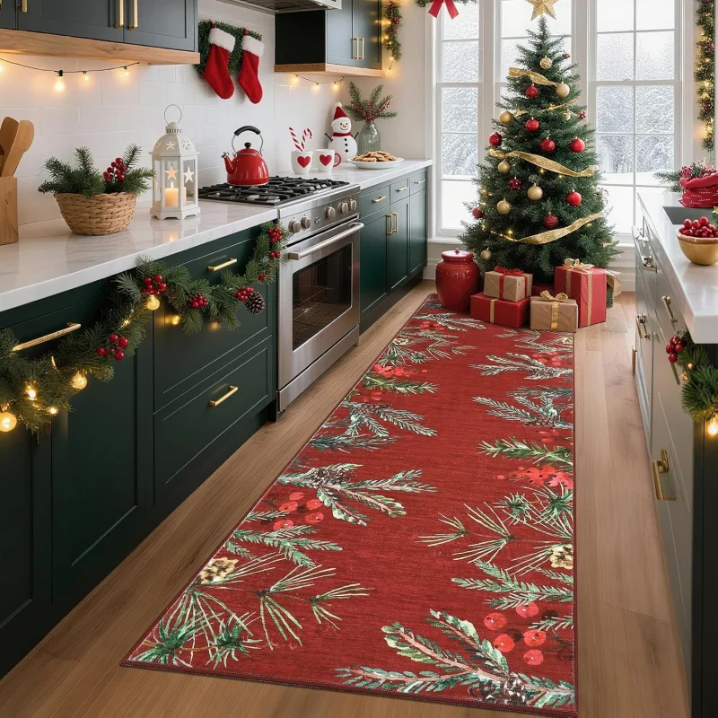 พรมปูพื้นคริสต์มาส VIKAMA สีเข - Home Decor Green บทวิจารณ์และราคา