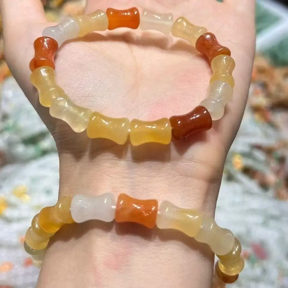 

Natural gold silk jade bamboo bracelet women's single circle mixed color joint high