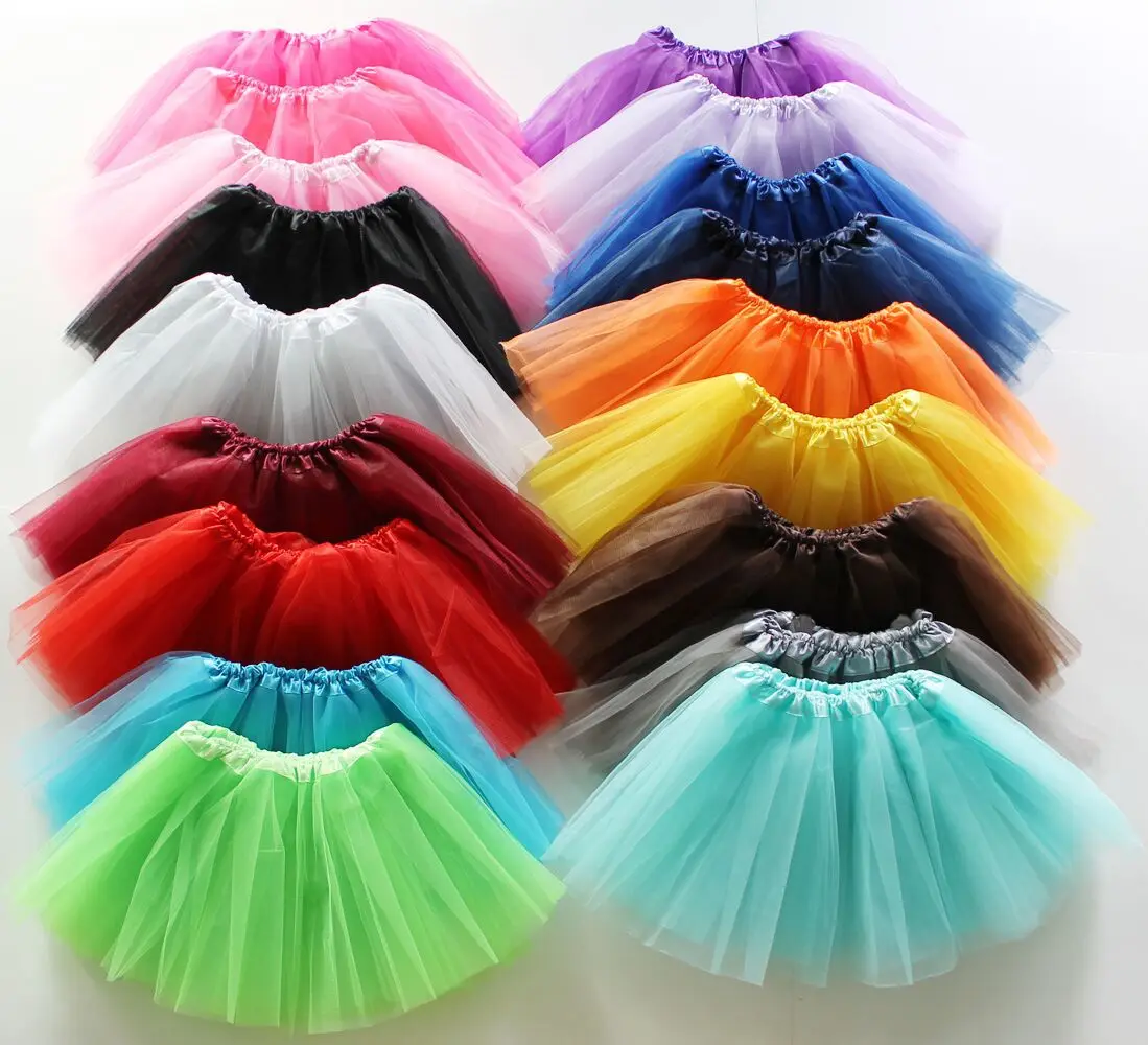 Girl Elastic Ballet Dancewear Tutus Mini Skirt For Birthday Party Dance 3 Layer Tulle Tutu Skirt for Kids Princess 2-8Y Girls