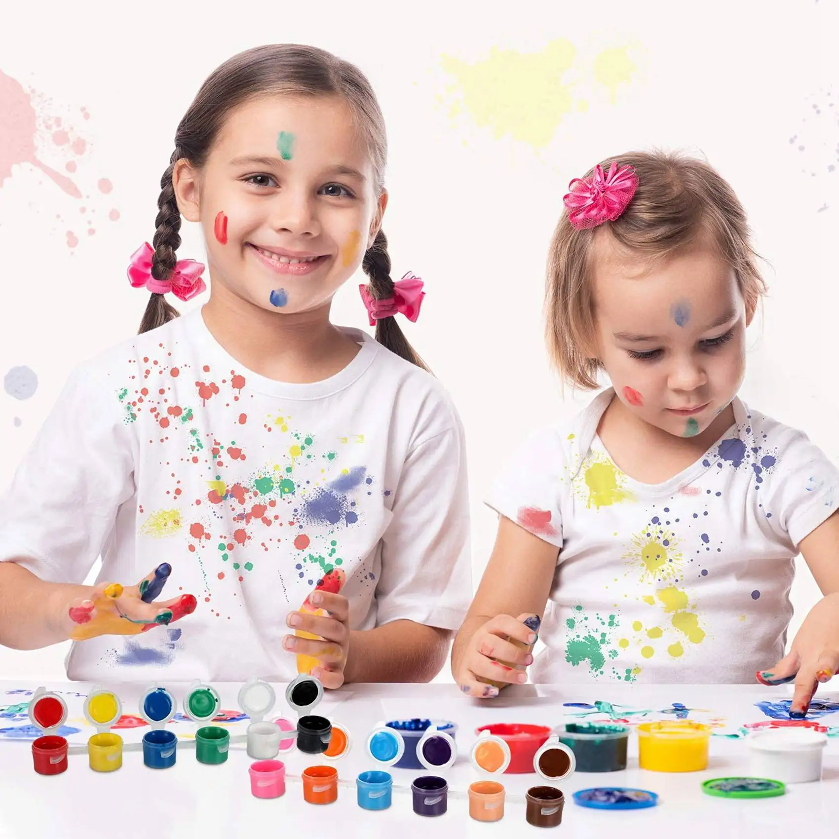 200 قطعة فرش الطلاء المسطحة فرشاة صغيرة السائبة مع 30 قطعة شرائط 180 أوعية الطلاء شرائط 3 مل وعاء طلاء صغير