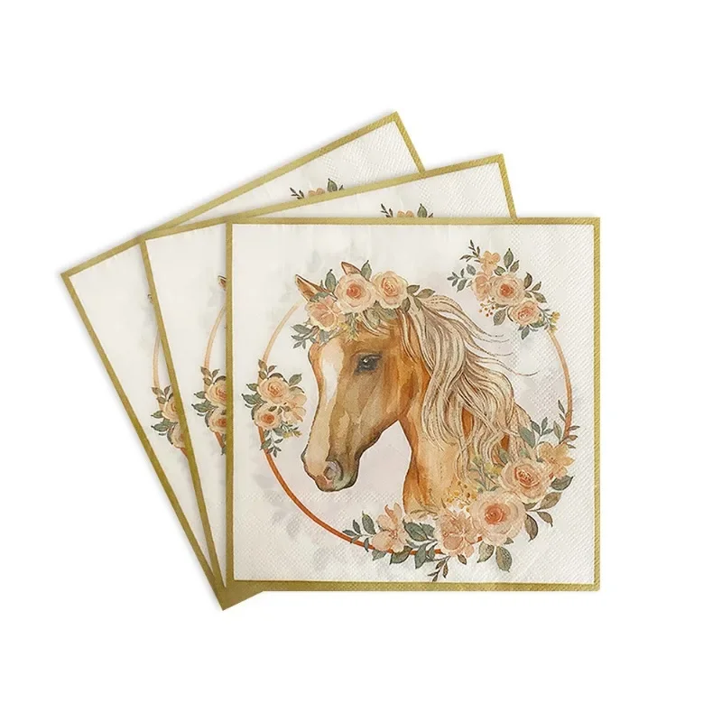 Western Cowboy Horse Racing Kids Girls Birthday Party Decoration Printing Creative Ambiance Restaurant Napkins Paper Placemats