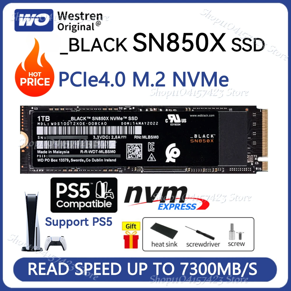 

2024 New SN850X 8TB 4TB 2TB 1TB SSD NVMe Internal Solid State Drive M2 2280 PCIe Gen 4.0 x 4 Hard Disk for PS5 Laptop PC Desktop