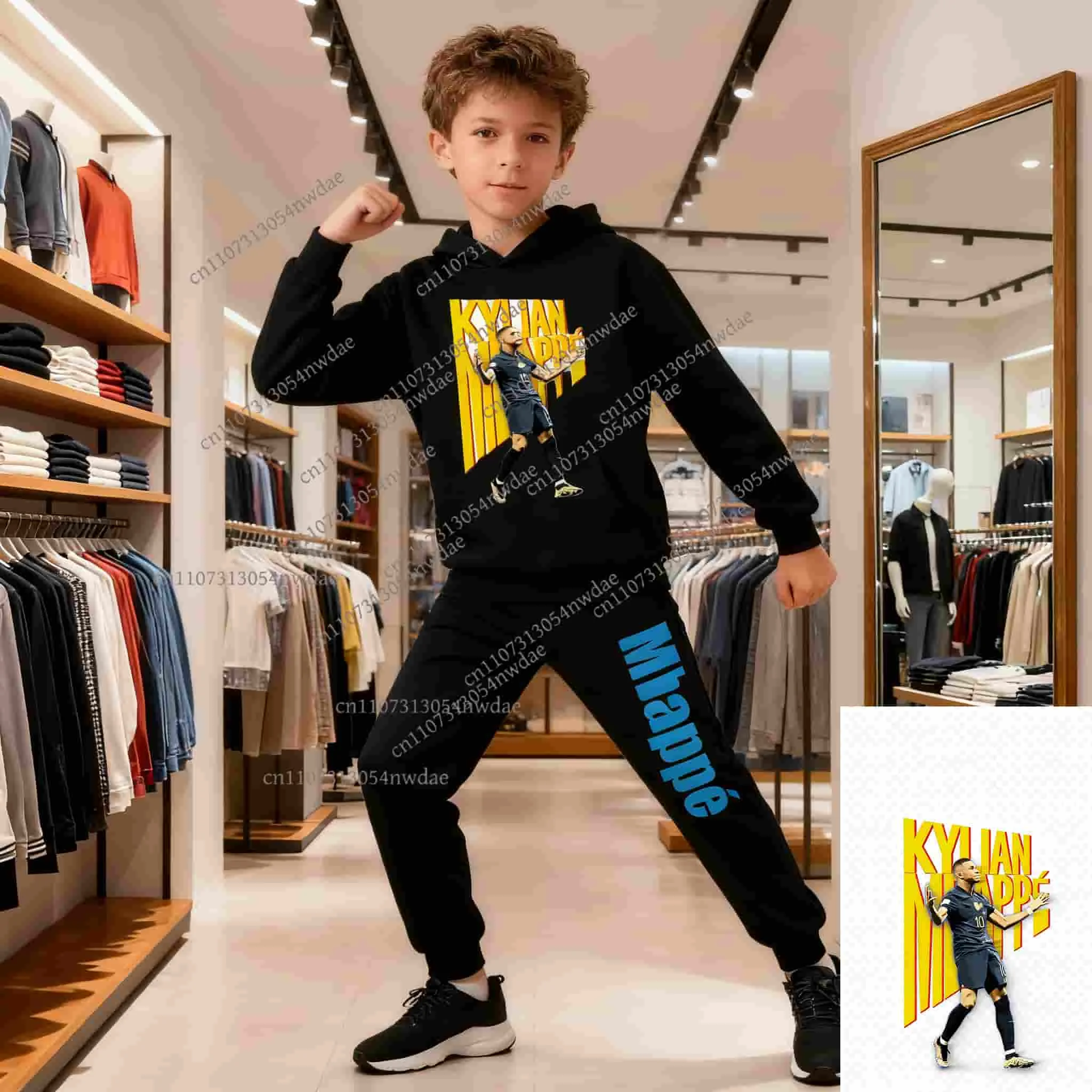 

Autumn Fashion Brand Mbappé Print Children Set Hoodie Pants Suit2pcs Set Kid Boy Girl Casual Football Player Tracksuit
