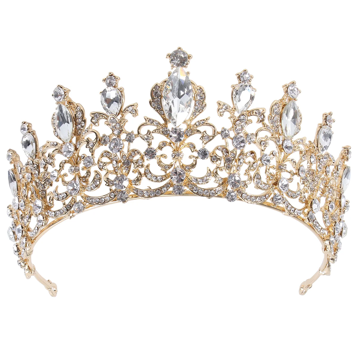 

Baroque Crown Vintage Rhinestone Headwear Bride Wedding Memorable Moment Alloy Delicate Photography