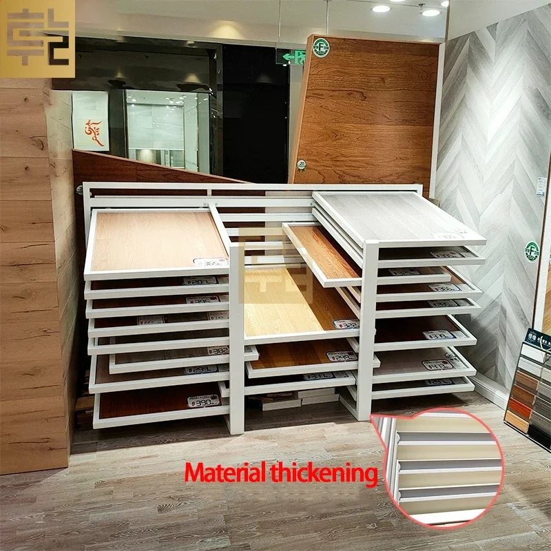 Multi-Functional Vertical Floor-to-Ceiling Display Rack Large Brick Tile Building for Showcase with Wooden Reclining Push-Pull S