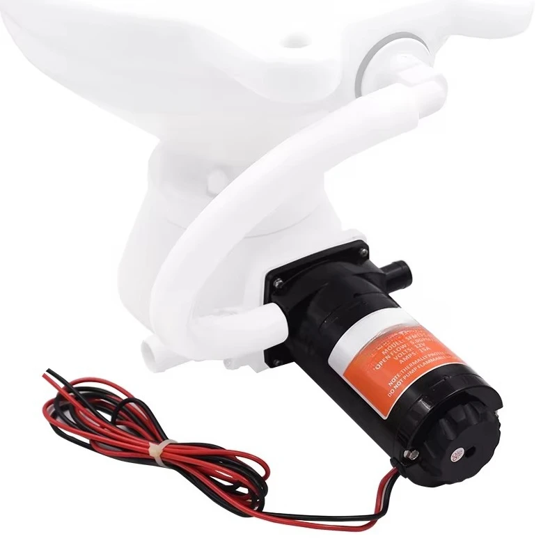 12V horizontal toilet mashing sewage flushing pump with electric flushing pump impeller open flow 18.9lpm.