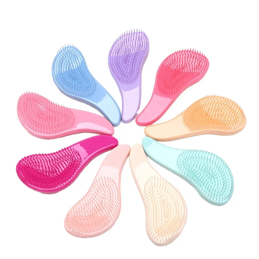 Magic Anti-static Hair Brush Handle Tangle Detangling Comb Candy Color Shower Electroplate Massage Comb Salon Hair Styling Tools