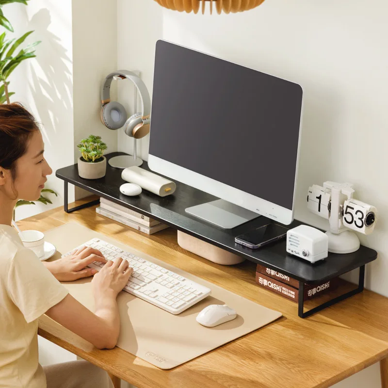 رف زيادة الكمبيوتر المكتبي، رف تخزين مكتبي لسطح المكتب، حامل قاعدة مرتفع، رف رفع