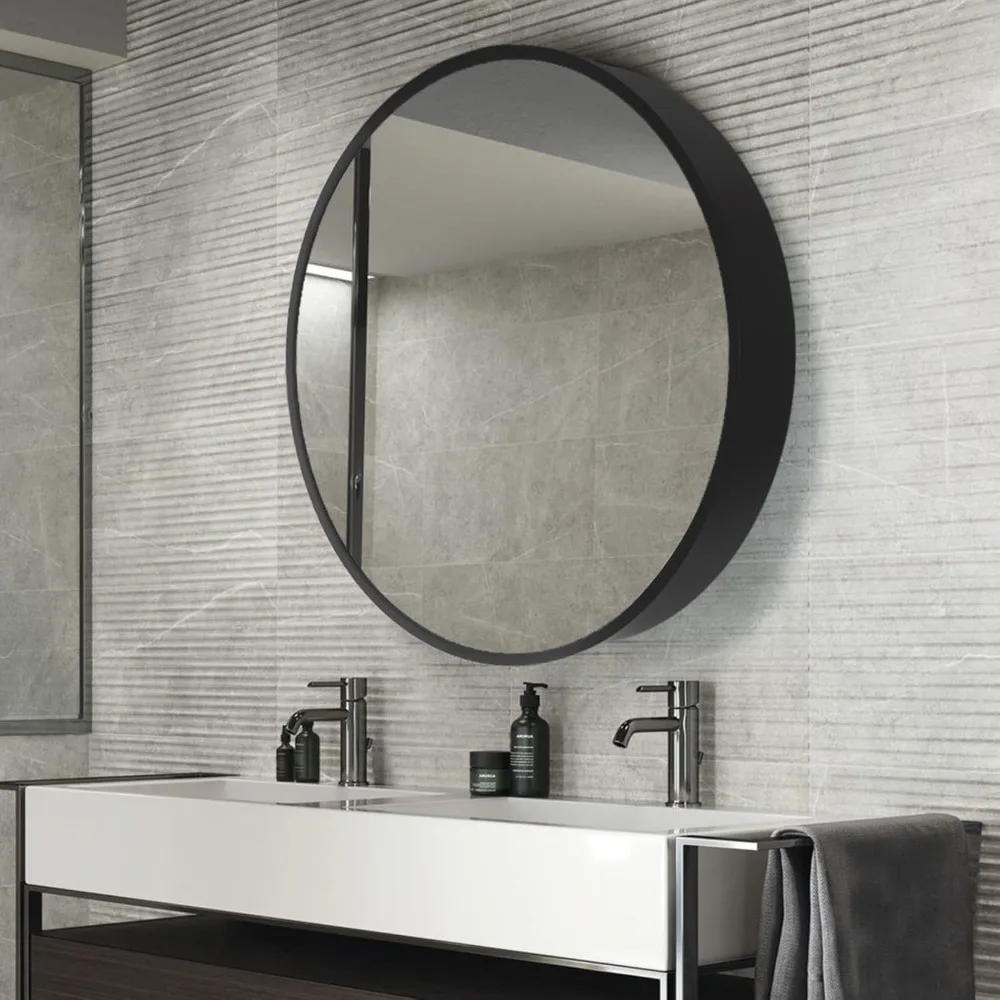 Bathroom Cabinet Mirror, Medicine Cabinet Round 24 Inch X 24 Inch  Circular Storage Cabinet Surface Mounted