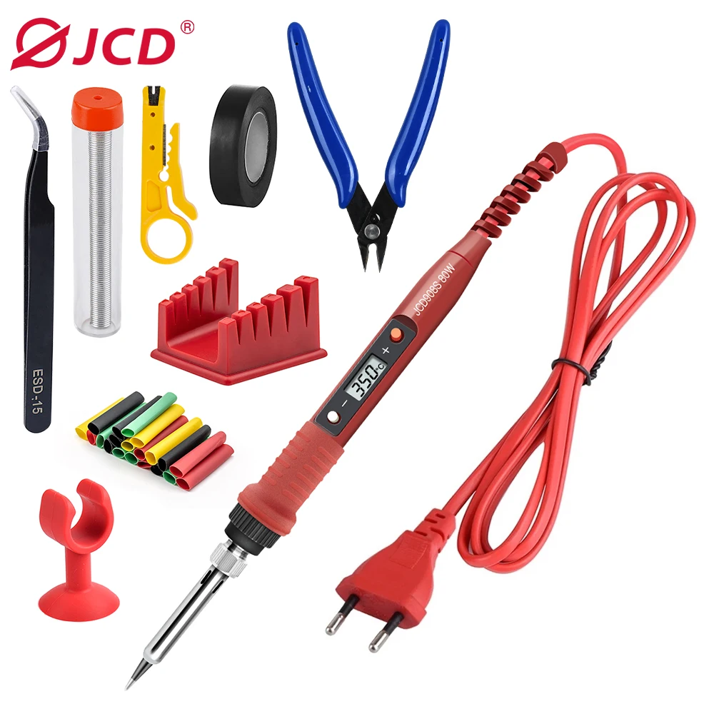 JCD 908S Electric Soldering iron kit set 220V 110V LCD Display Adjustable Temperature 80W Welding Repair Tools Home handmade DIY