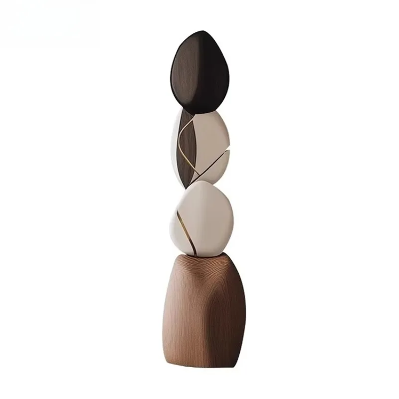 Creative Design Villa Hotel Luxury Solid Wood Sculpture Decoration Living Room Irregular Wood Decoration Furniture