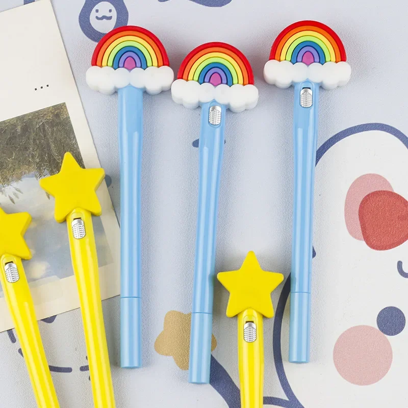 36PCS Cartoon Star Rainbow Cute Small Lamp Styling Pen for Students to Write Smoothly Black Brushing Question Signature Pen