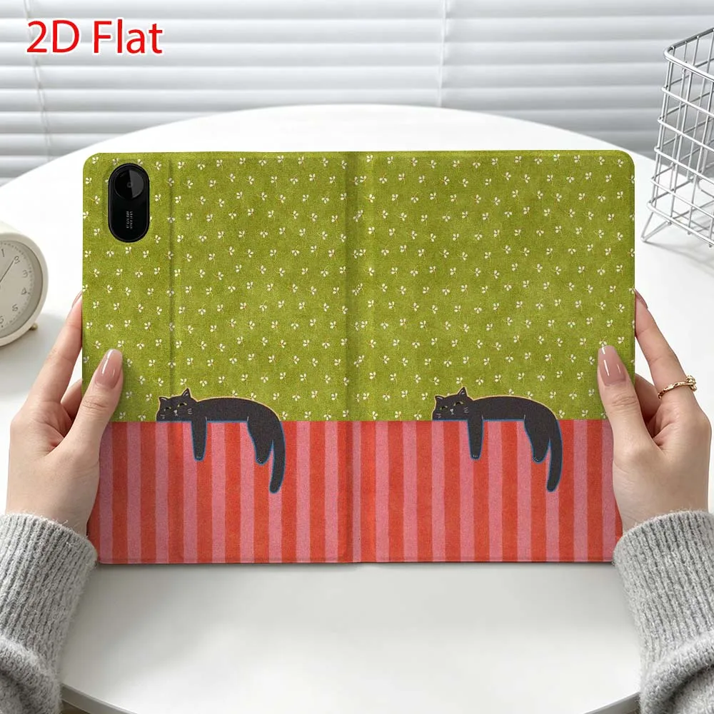 Cat stripe pattern Fashion For Xiaomi Poco Redmi Pad 8 2 4 C1 6 6S 7 7S SE 9.7 14 11 11.2 Inch Pen Tray Tablet Case