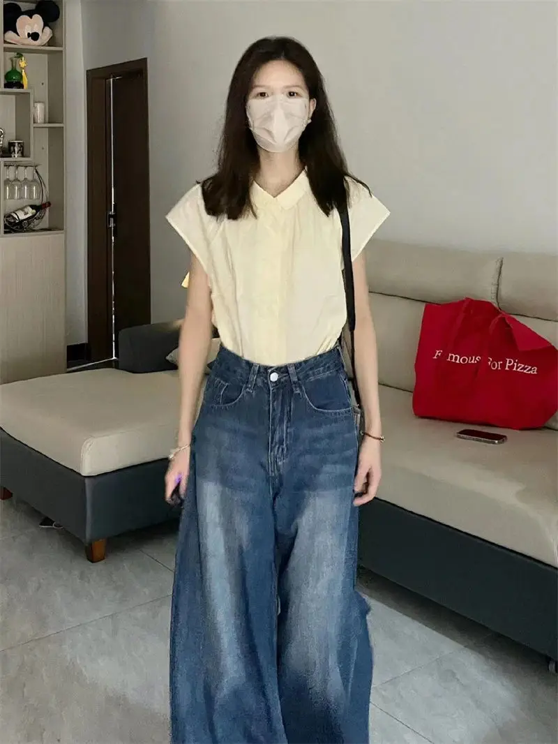 

Short Sleeve Shirts Womens Business Casual l Pintuck Balloon Sleeve Cropped Tunic Modern Urban Artistic Student Youthful Elegant