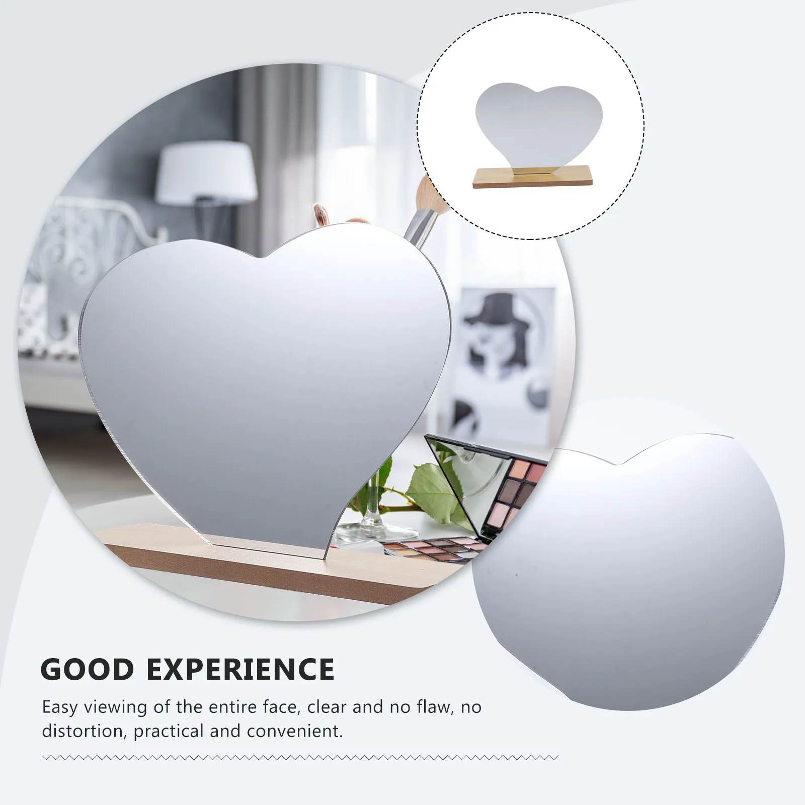 سطح المكتب الاكريليك شكل غير منتظم قاعدة خشبية مرآة طاولة مستقرة ديكور مكتب جمالي #5