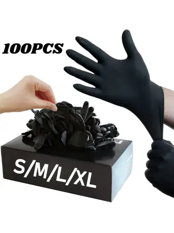 10/20/50/100PCS Black Nitrile Disposable Gloves for Work Latex Free Home Cleaning Glove Textured Mechanic Tattoo Hair Dye Beauty