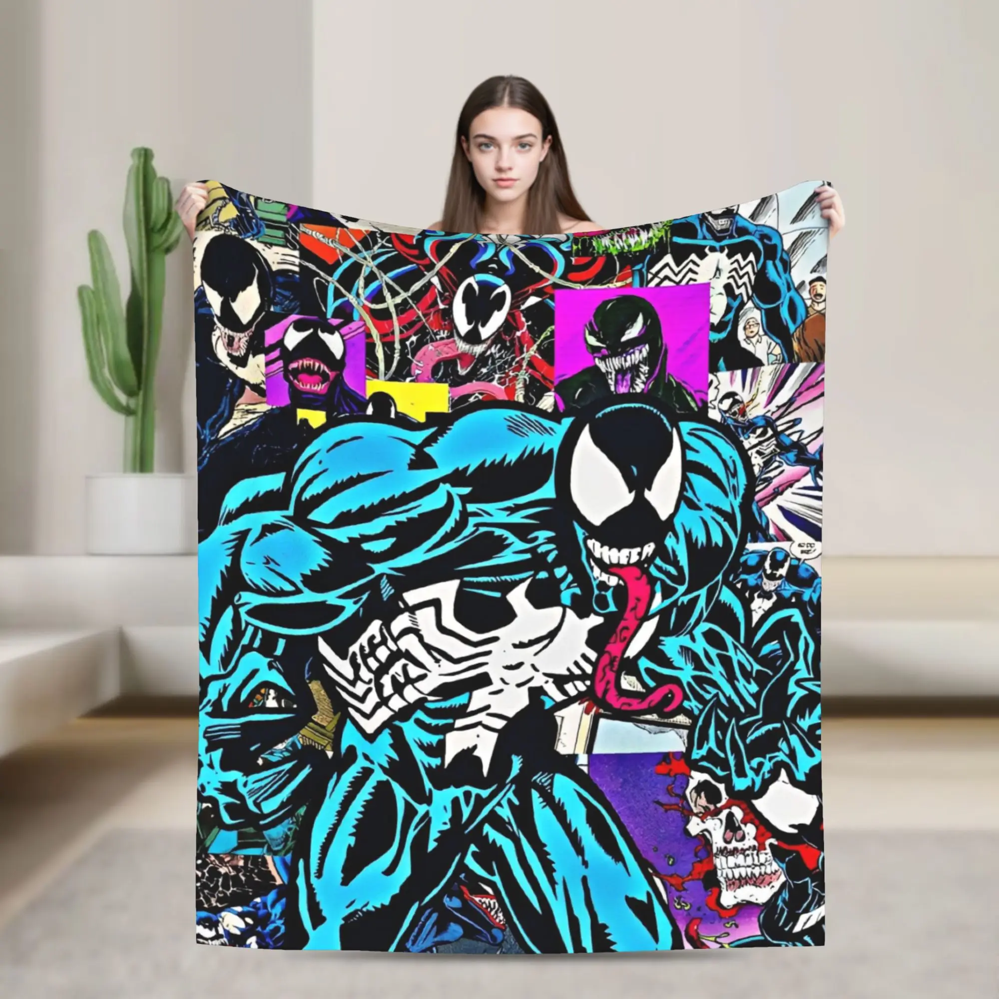

Venom Multiverse Flannel Blankets Superhero Antihero Funny Throw Blanket for Sofa Bedding Lounge 125*100cm Bedspread