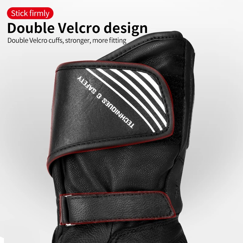 Men's Genuine Leather Motorcycle Gloves: Carbon Fiber, Windproof, Touch Screen, Long Cuff for Dirt Bike Riding