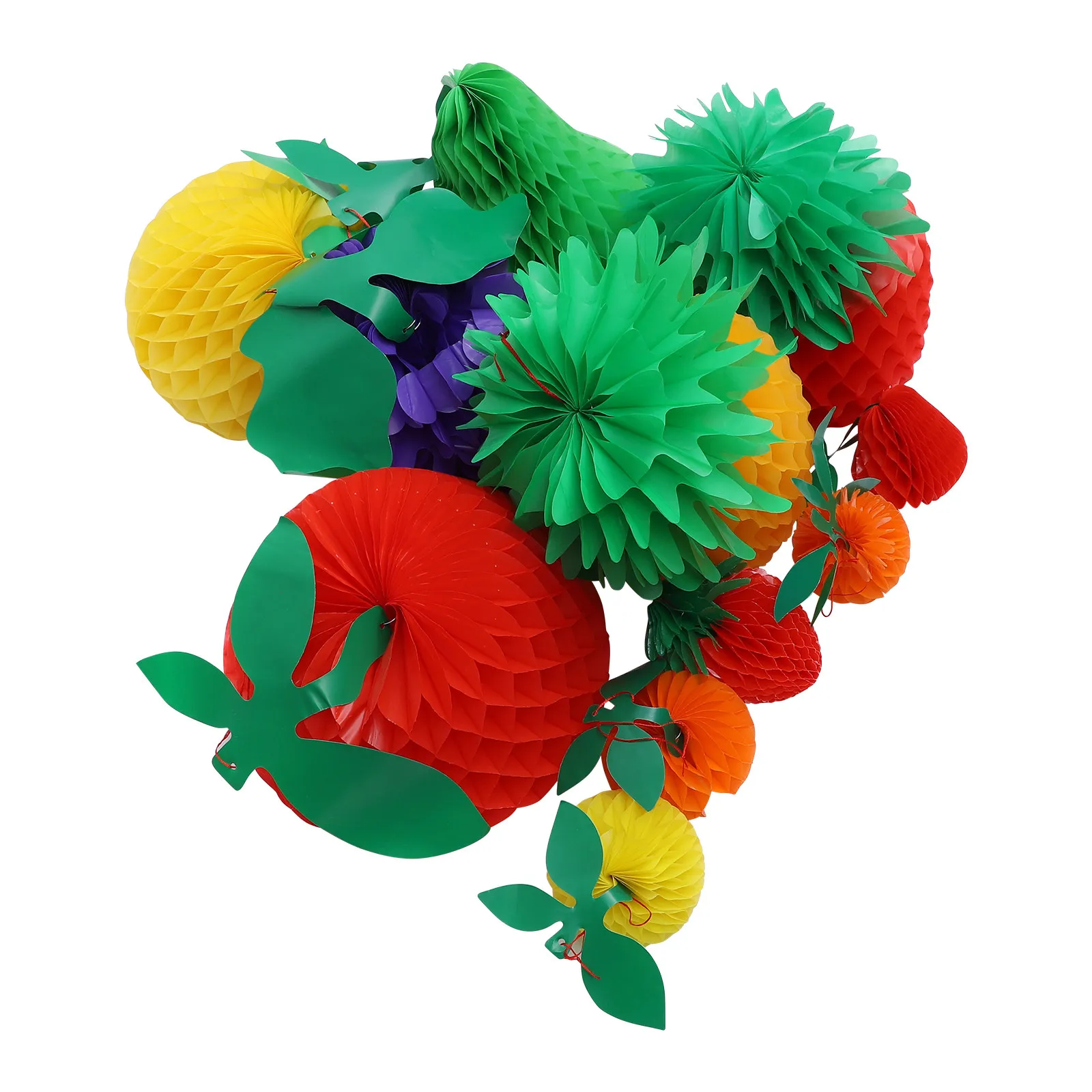 

15Pcs Hanging Fruit Decor Plastic Honeycomb Pendant for Classroom Window Party Table Decor Holiday Festival Layout Backdrop