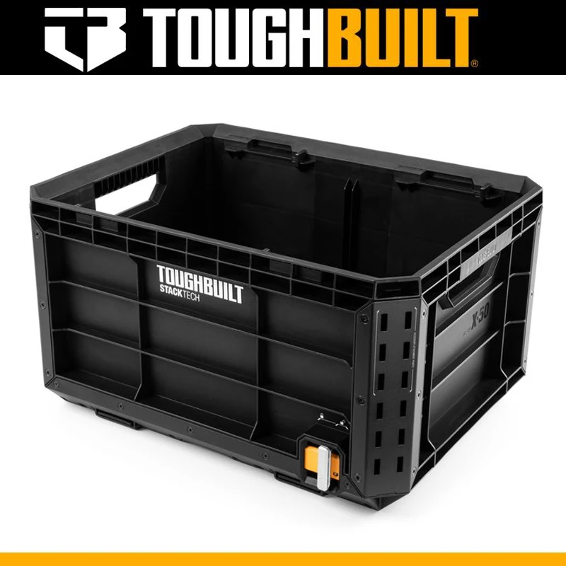 TOUGHBUILT TB-B1-X-50 StackTech Tool Crate Lock Indicator Large Capacity Stackable Multi Purpose Storage Box