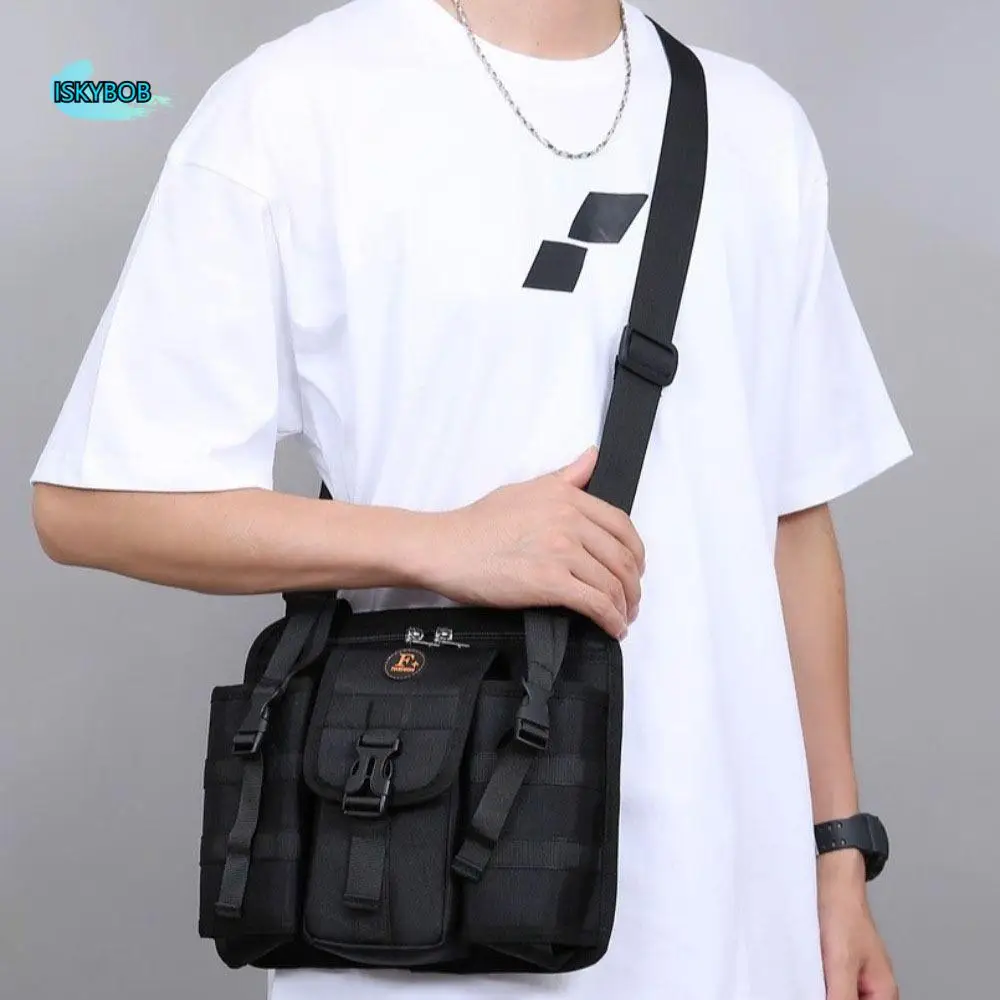 

Multifunctional Men's Shoulder Bag Large Capacity Casual Travel Sling Bag Multi Pockets Zippered Oxford Crossbody Bags Sports
