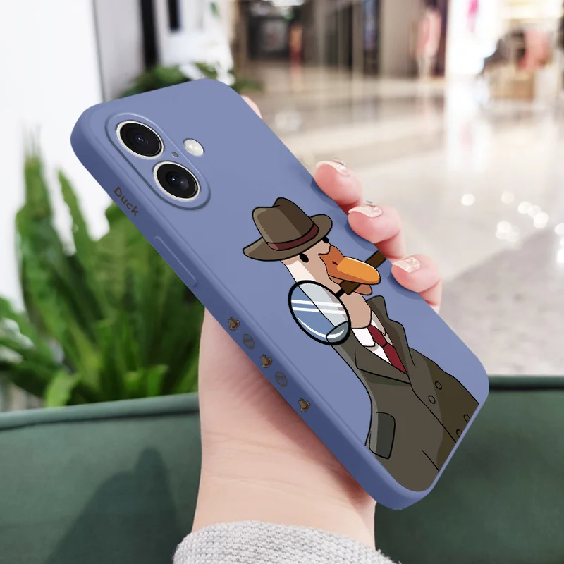 Preciosa funda de teléfono de pato para iPhone 16 16e 15 14 13 12 11 X XR XS Plus Pro Max Mini funda de silicona