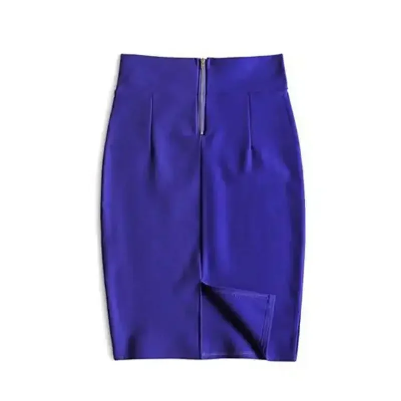 Faldas Mujer Moda 2024 Fashion High Waist Black Bodycon Skirts Midi Zipper Elastic Korean Elegant Sexy Y2k Office Pencil Skirt