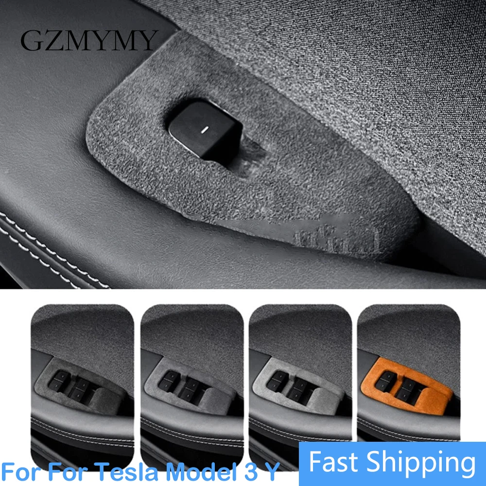 

4PCS For Tesla Model 3 Y 2024 2025 Alcantara Window Lift Panel Switch Cover Trim