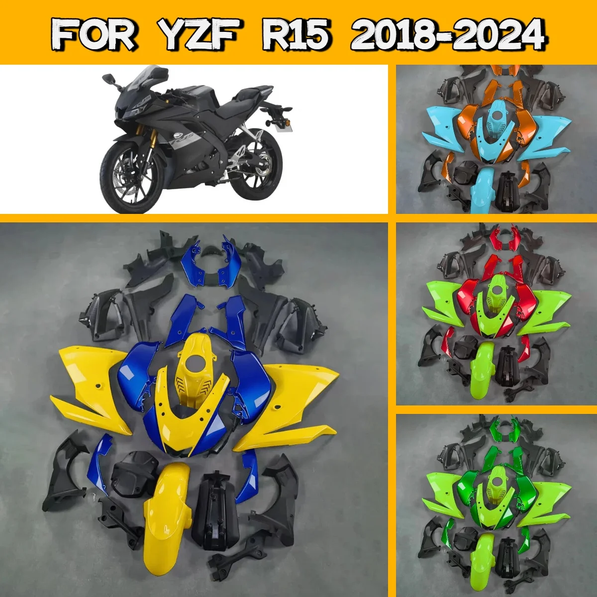 

Fairing Panel Kit for 2018-2024 Yamaha YZFR15 Accesorios Motos Fairings Fit 18-24 YZF R15 Complete Plastic