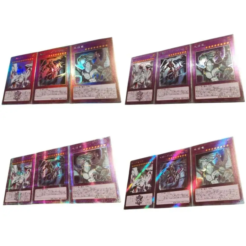 

Yu-Gi-Oh Flash Card Red-Eyes Dragon Magia Master DIY PSER Process 3 sheets Action Toy Figures Anime Game Collection Gift friend