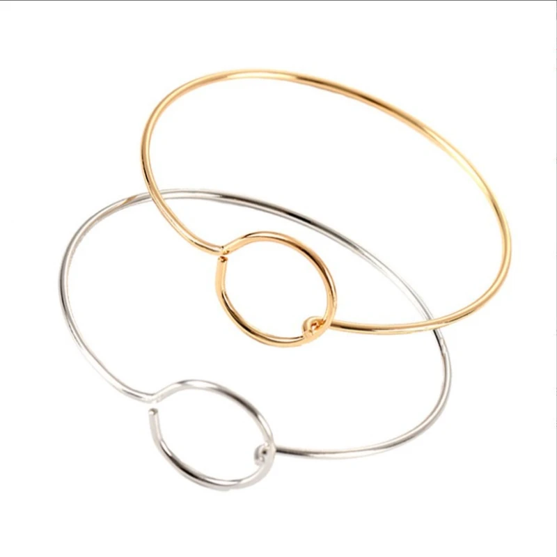 

New fashionable hollow round geometric opening bracelet, personalized metal circle bracelet