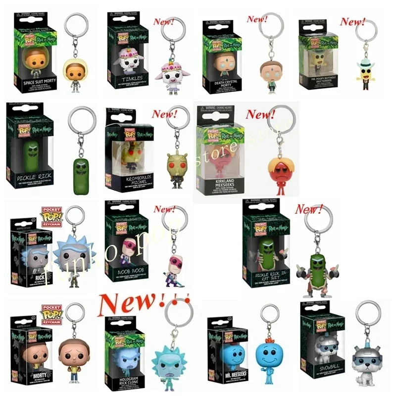 15 Styles Funko Pop pocket Keychain Death Crystal Morty Figure Krombopulos Rick Pickle Rick Et Morty Krikland Meeseeks Dolls Toy