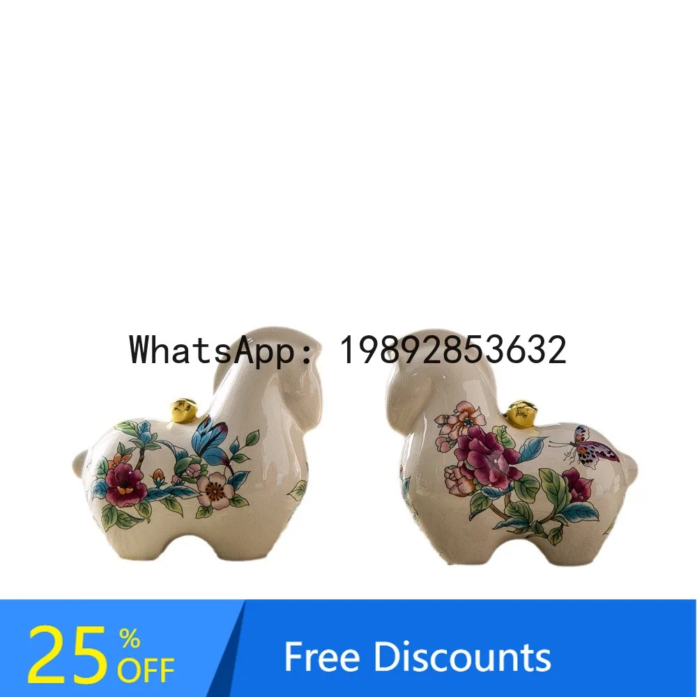 

YFY Ceramic Crafts Get Rich Quickly Desktop Ornaments Living Room TV Cabinet Office Decorations