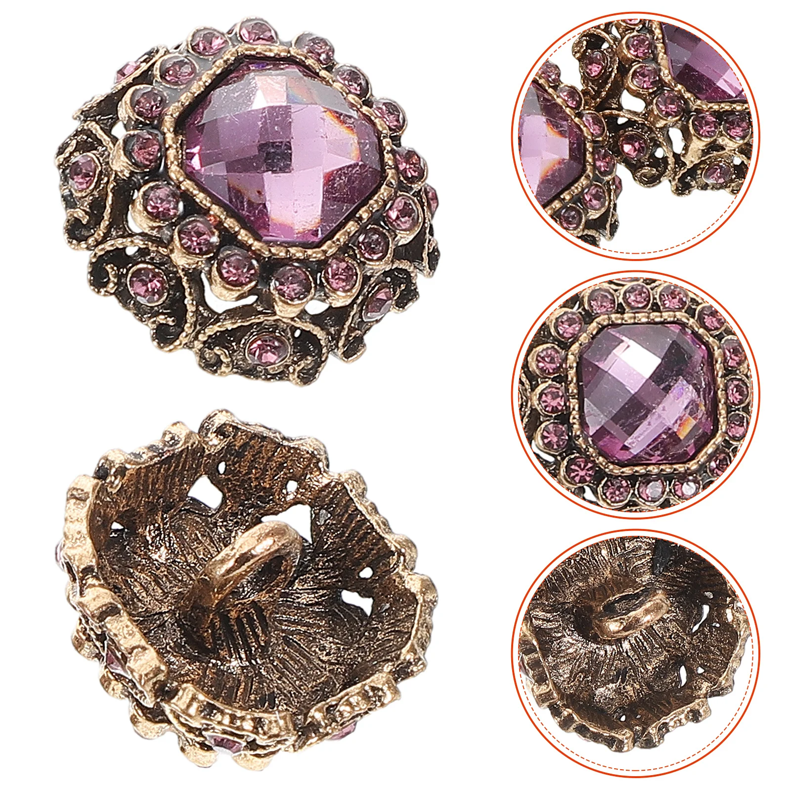 

10Pcs Metal Coat Buttons Rhinestone Embellished Decorative Buttons for Woolen Trench Coats Sweaters Embellishment Sewing Craft