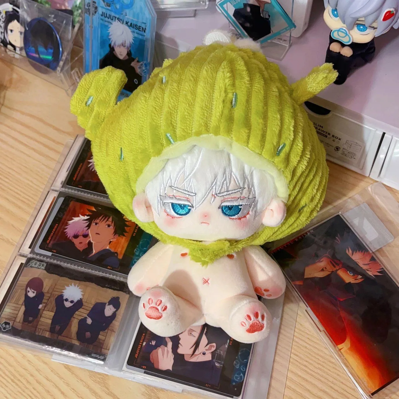 Anime Jujutsu Kaisen Satoru Gojo Cosplay Cute Holiday Gift Cotton Doll Furry Naked Baby CostumeChange Figures Maumet 20cm Puppet