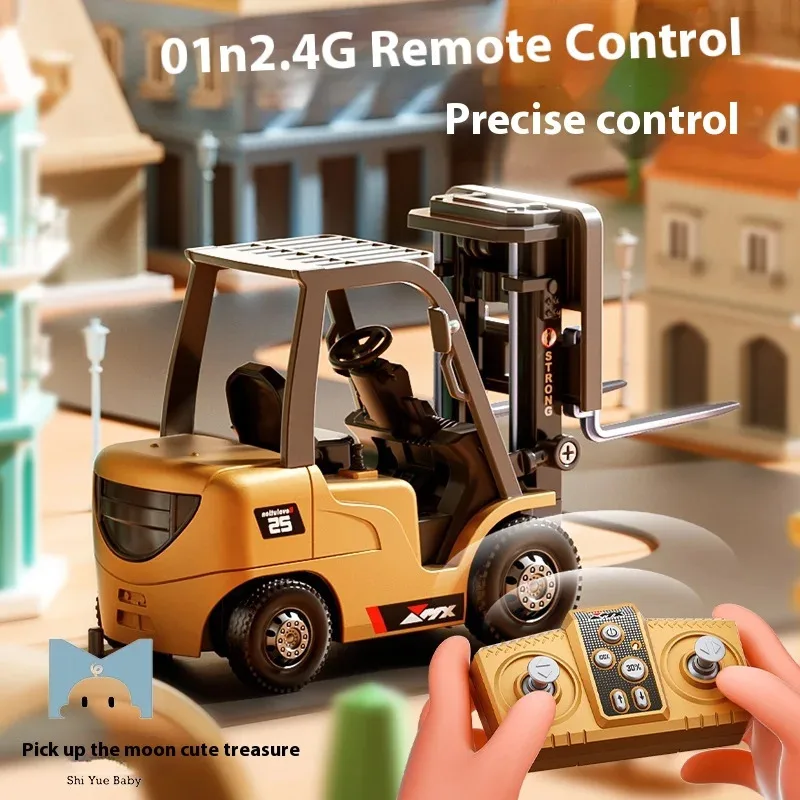 

В наличии 1/64 вилочный погрузчик из сплава с дистанционным управлением, инженерный автомобиль, настольные игрушки, коллекция моделей, подарок для мальчиков